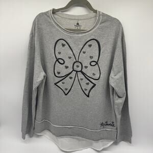 Disney Parks Woman’s Minnie Bow Cutout Sweatshirt Pullover Size Large